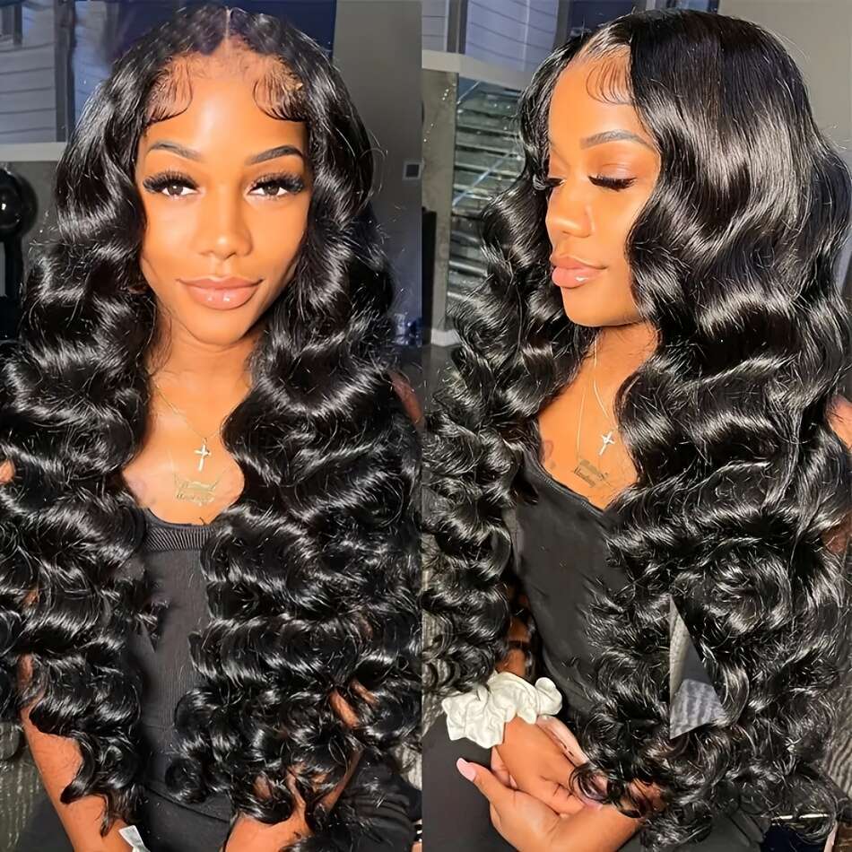 3 Bundles Brazilian Loose Wave Human Extensions With 5X5 Transparent HD Lace Closure - Natural Black Unprocessed Hair Weave, Voluminous Waves Women, S