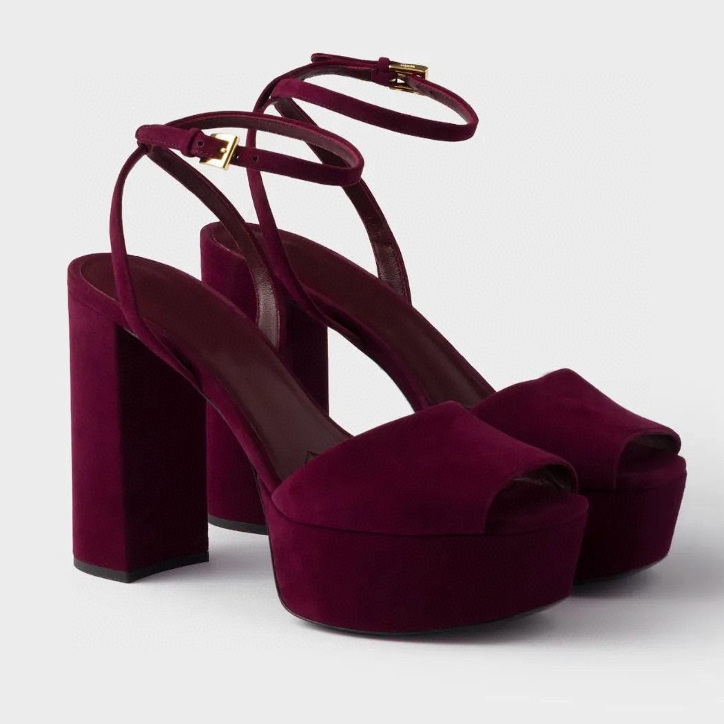 suede Peep-Toe Platform sandals high heels Ankle strap heeled Pumps block heel sandal Minimalist luxury designer shoes for women Evening dress shoes 34-43