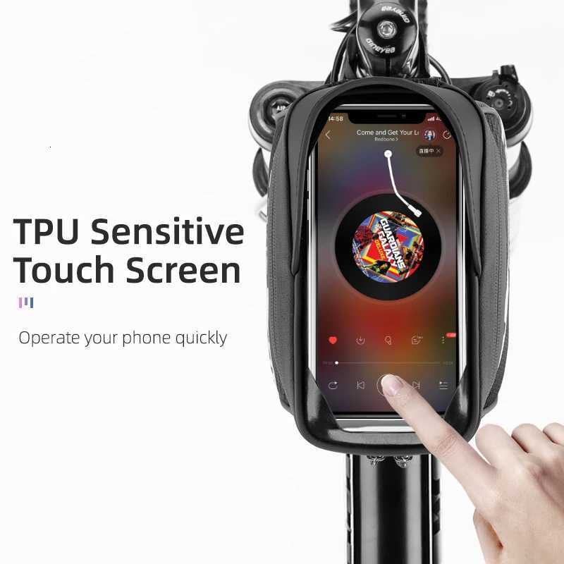 ROCKBROS Front Bike Bag Sensitive Touch Screen Reflective 1L Bicycle Bag Double Zipper Separate Storage Bag MTB Bike Accessories H251029