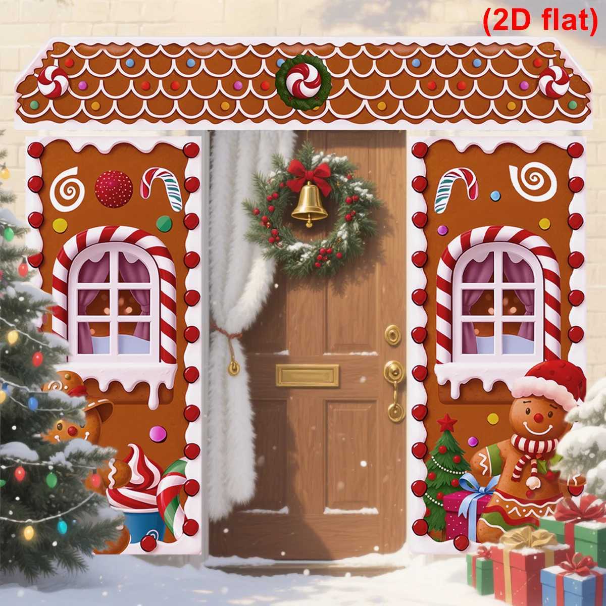 Christmas Gingerbread Man Banner Couplet Christmas Decor for Home 2025 Door Cover Xmas Ornament Navidad Natal New Year Gift 2026 C251030