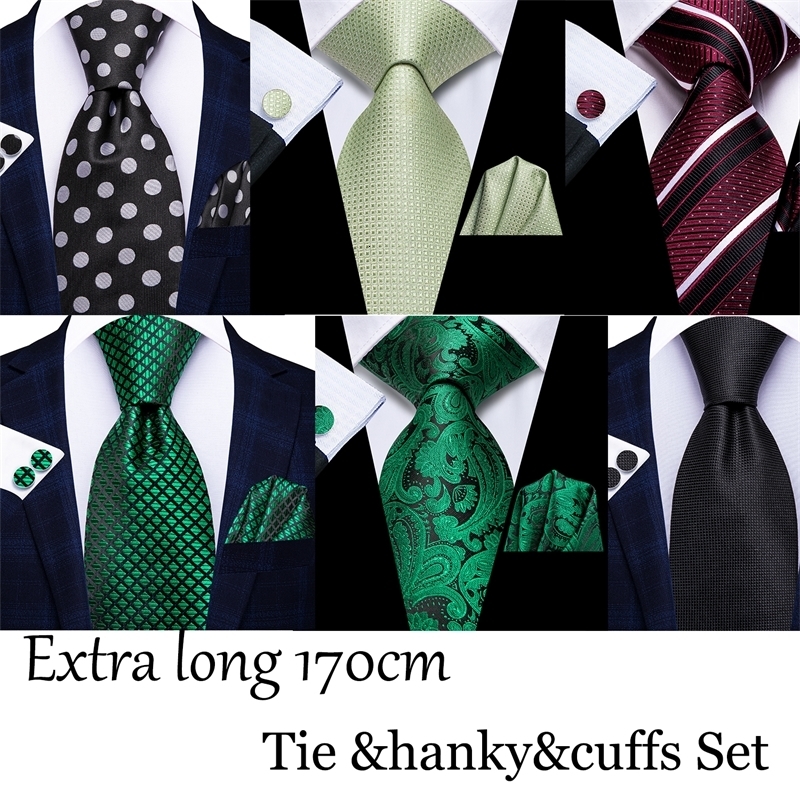 HiTie 170cm long Black Dots Mens Elegant Tie Handkerchief Cufflinks Set Wedding Party Accessories Gift for Men Gravats 250930