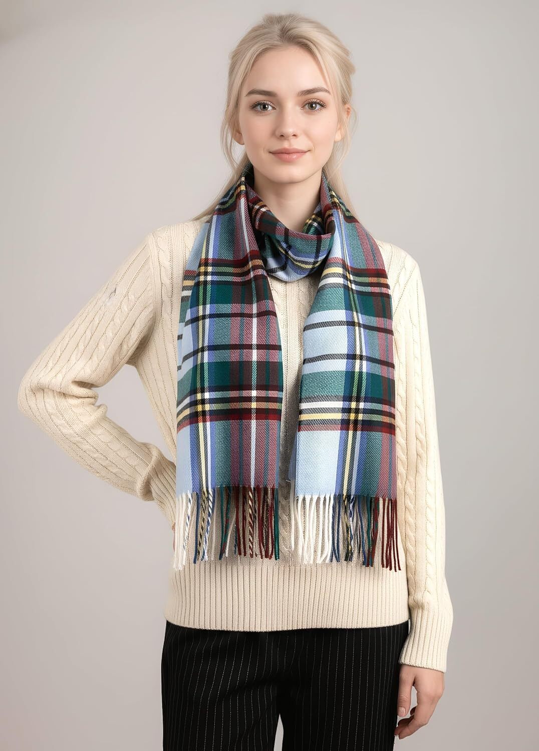 Custom Scottish Tartan Plaid Scarf Warm Cashmere Feel Winter Scarf Scarves for Holiday Christmas Daily Gifts Wear