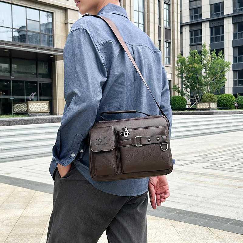 Fi Mens Shoder Bag Portable PU Leather Handbag Business Briefcase Travel Bag Man Crossbody Bags for Men Sahel Purse Y251011