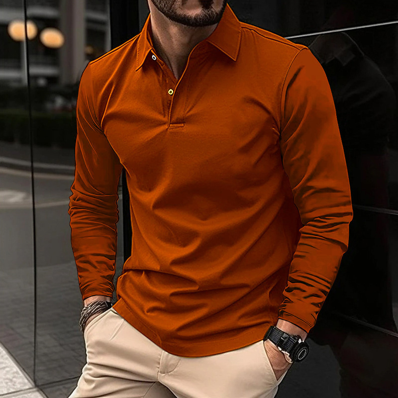 Popular Slim Fit New Men's Long Sleeve Polo Shirt Casual Turn-down Collar Sports Polo Shirt