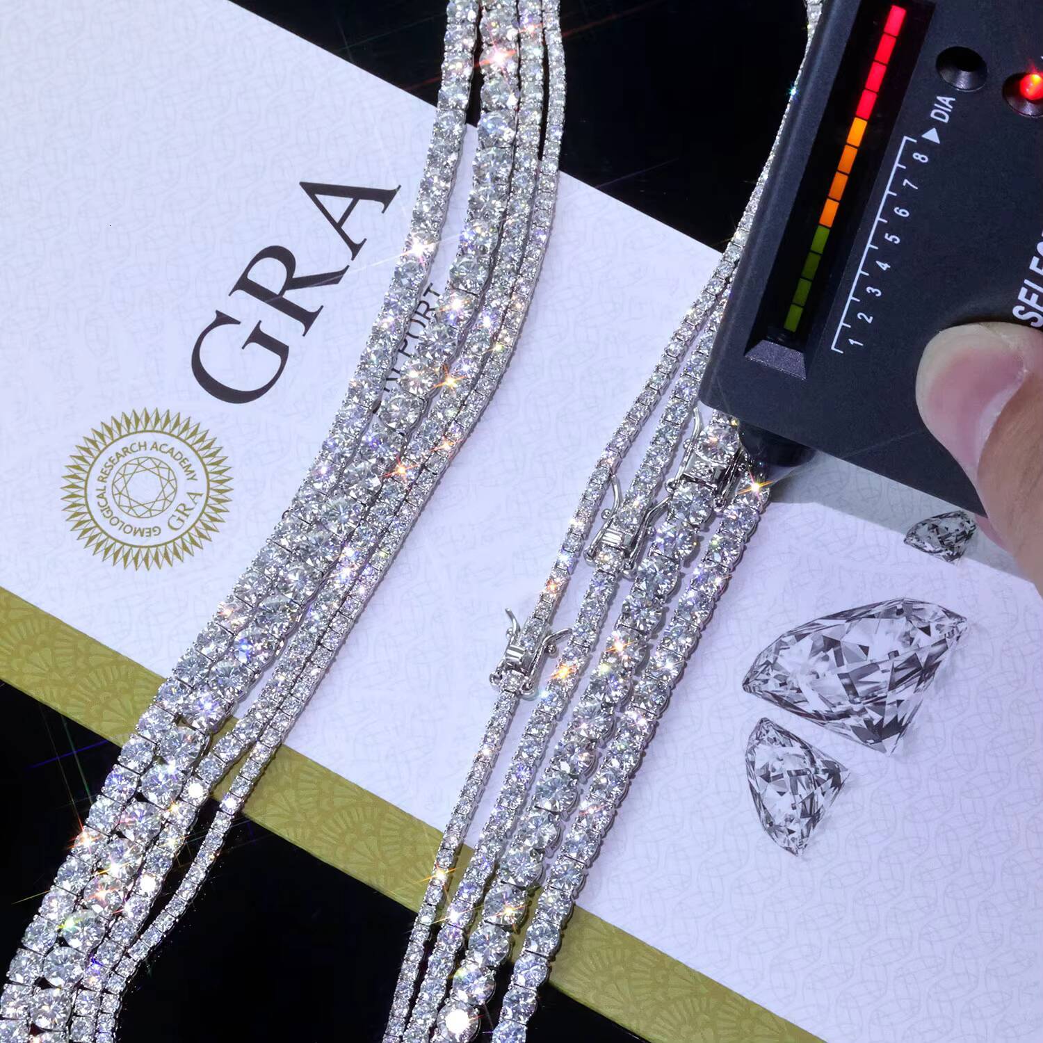 NUOYA Hip Hop Jewelry 925 Silver VVS Moissanite Tennis Chain Necklace 234 MM Iced Out Diamond Tennis Chain Pass Diamond Test
