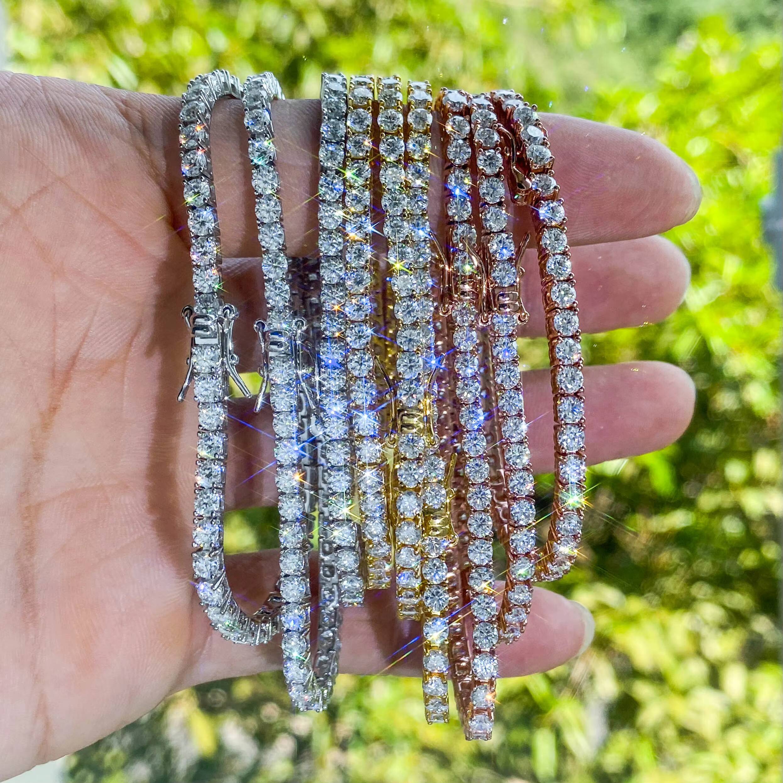 Lowest to 34 Moissanite Tennis Chain Bracelet in 14K18K Plated 2mm6mm Silver Sterling Diamond Tennis Chain for Men Women