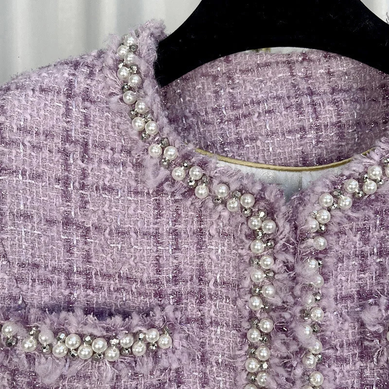 fashion round neck heavy industry beading celebrity light y temperament highend n t jacket 251027