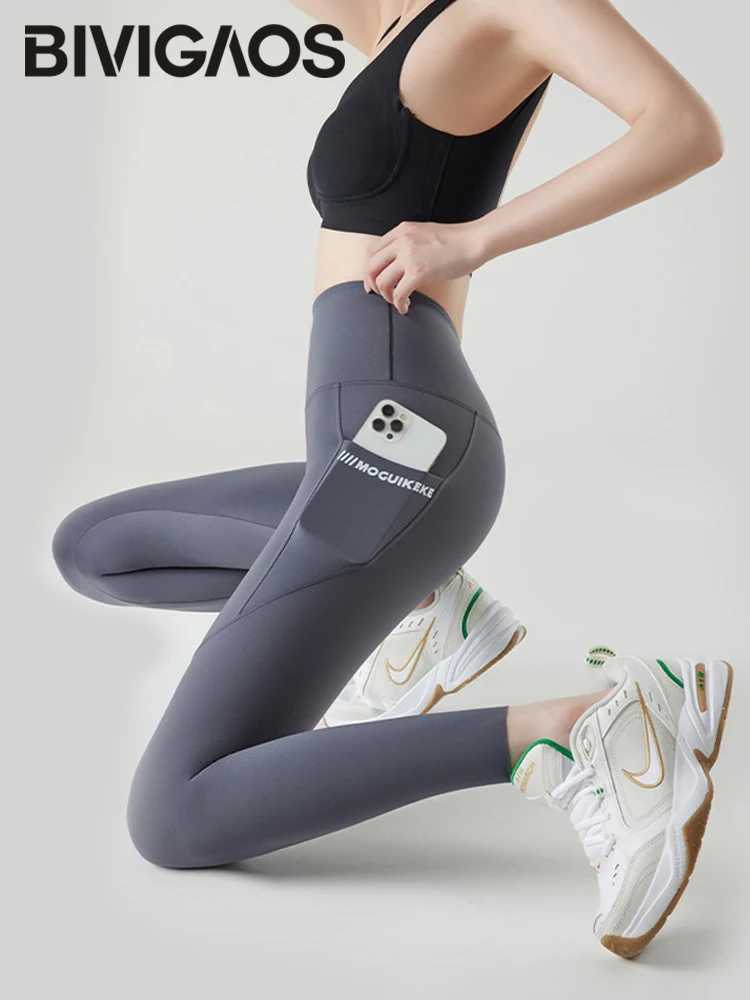 BIVIGAOS New Pocket Brushed Shark Leggings Women Autumn Light Fleece Phone Leggings Slim TightFit Sports Yoga Fitness Leggings J251030