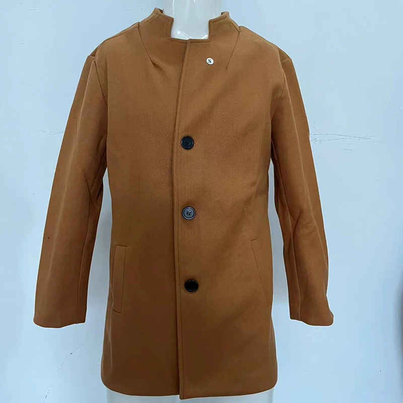 Mens Windbreaker Coats Business Casual Wool Blends Jackets Men Autumn Winter Fashion Stand Collar Vintage Outwear Man Clothing 251029