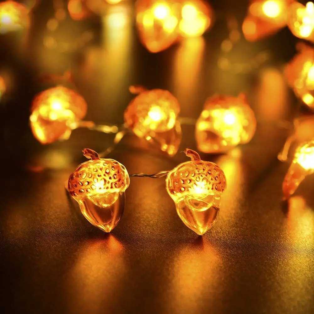 30 LEDs Acorn String Lights Thanksgiving Decorations 98ft Fall Lights Forest Decor Fairy Decorative Lights Battery Powered for C2510300