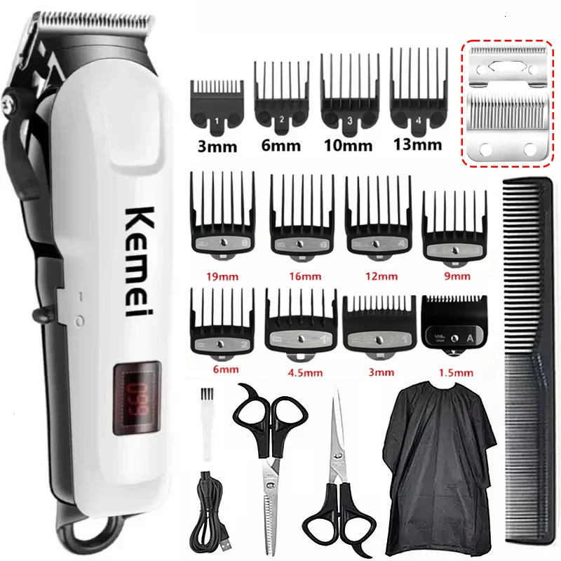 Kemei Hair Cutting Machine Electric Hair Clipper Cordless Trimmer For Men Shaving Machine Rechargeable Hair Cut Barber KM809A 251029