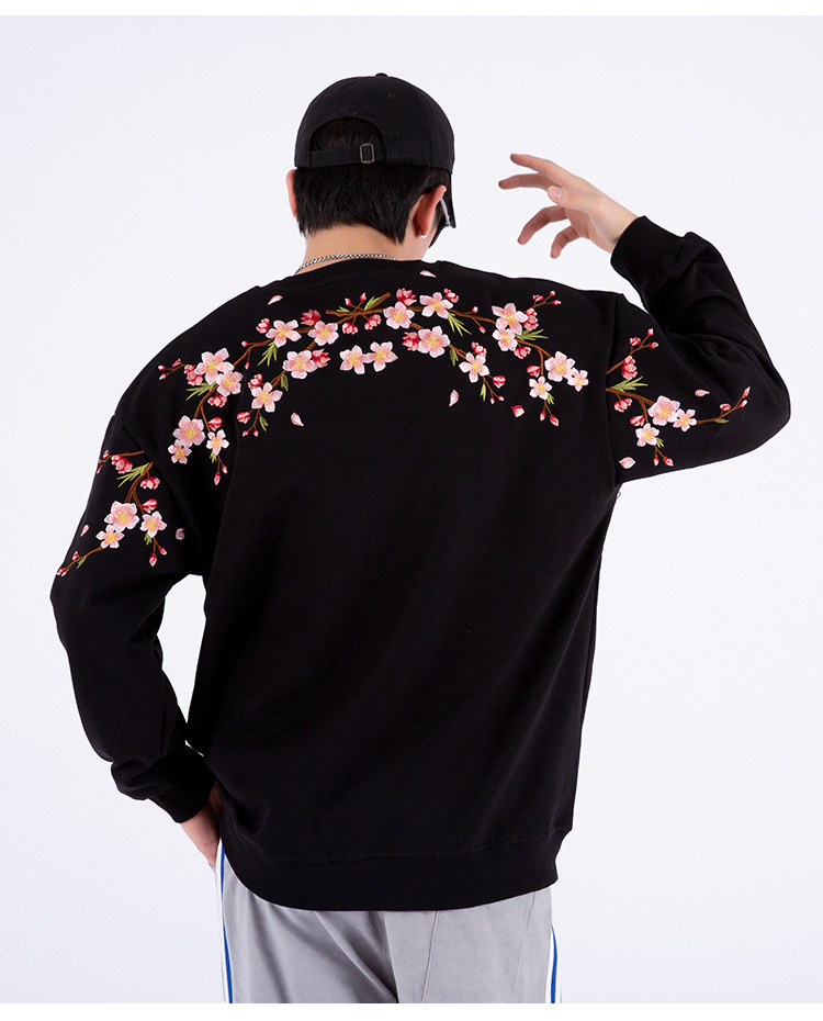 Plum Blossom Men's Hoodies Floral Embroidery Unisex Pullovers Sweatshirt For Men Loose Fit Autumn Quality Cotton Fashion Casual Oversized Luxury 