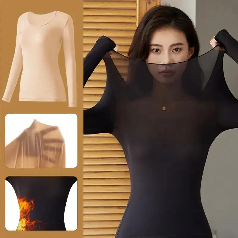 Ultra Thin Seamless Thermal Underwear Women Winter Warm Top 37Constant Temperature Thermo Lingerie Thermal Clothing 251030