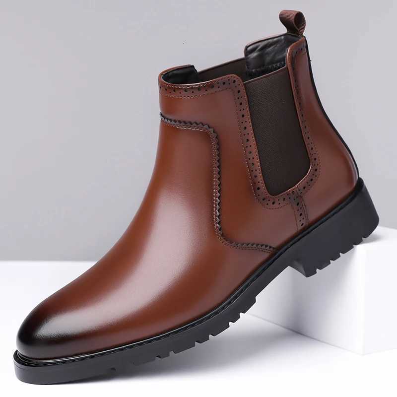 Mens Classic Retro Chelsea Boots Mens Fashion Leather Ankle Boots Men British Style Short Boots Hightop Men Casual Shoes Z251029