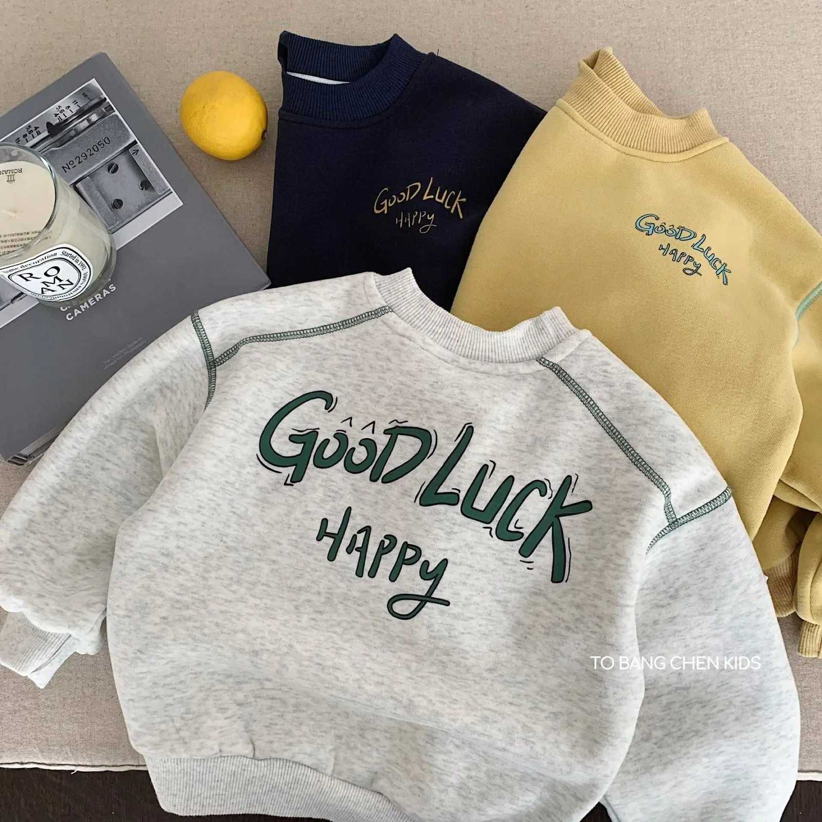 Children Clothes Kids Hoodie Winter Sweatshirt 2025 New Korean Style Boys and Girls Letter Pullovers Fleece Kids Casual TopT251030