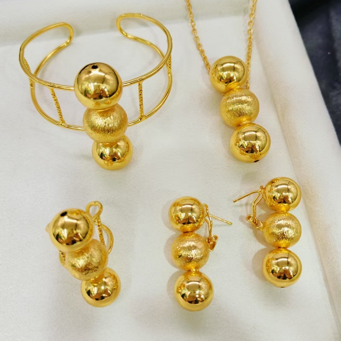 18K gold-plated jewelry set round bead earrings necklace African Dubai pendant earrings fashion Italian jewelry gifts 240927