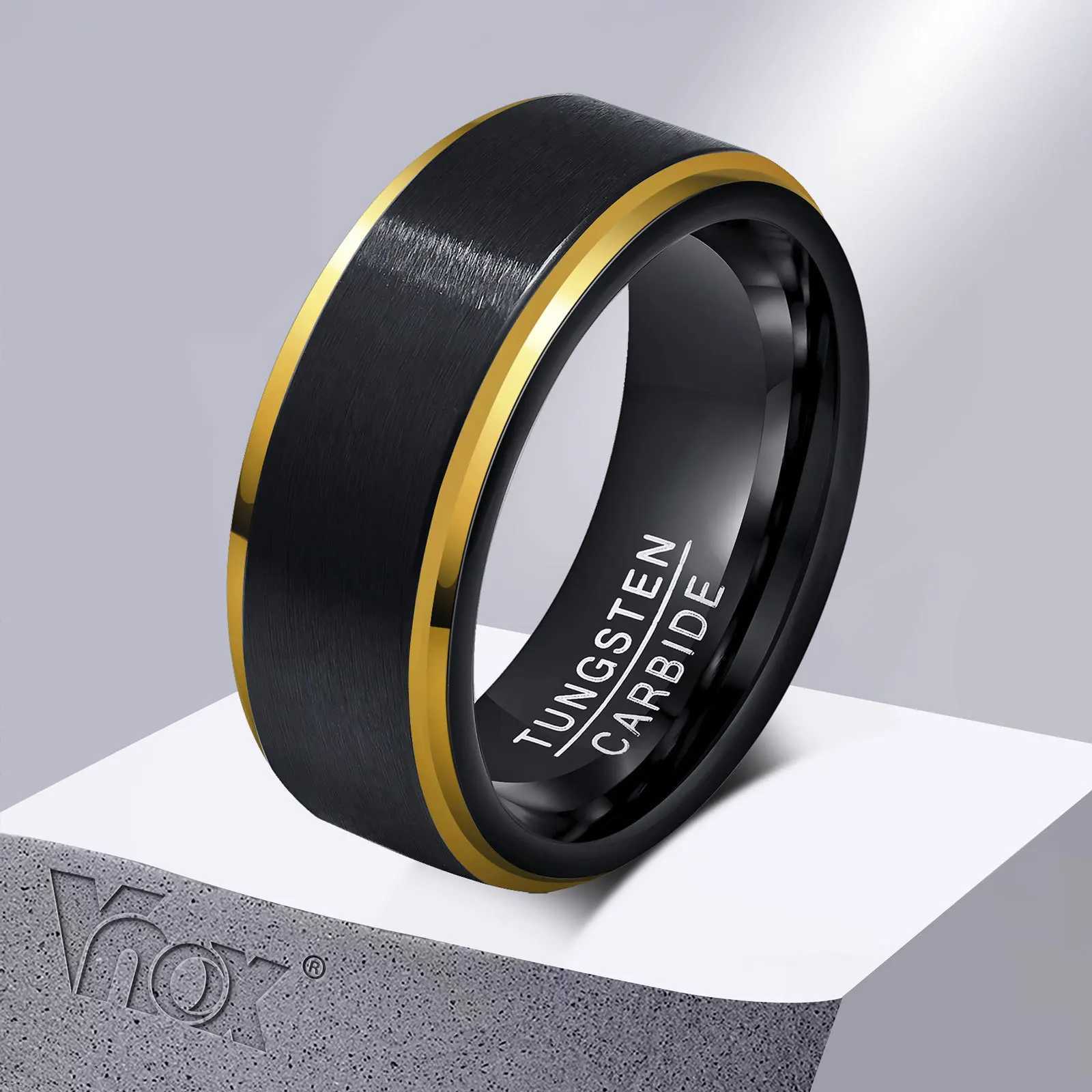 Vnox 8mm Tungsten Wedding Rings for Men Anti Scratch Matte Surface Finger Band Black Blue Simple Basic Male Bridegroom RingW251030