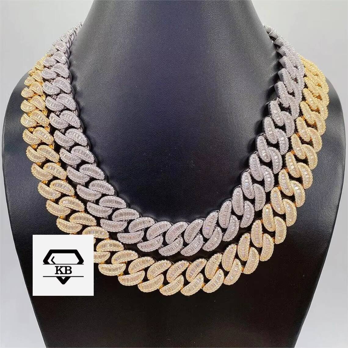 Iced Out Hip Hop 24MM Wide 4 Rows Miami Cuban Link Chain VVS Moissanite Cuban Link Chain Necklace