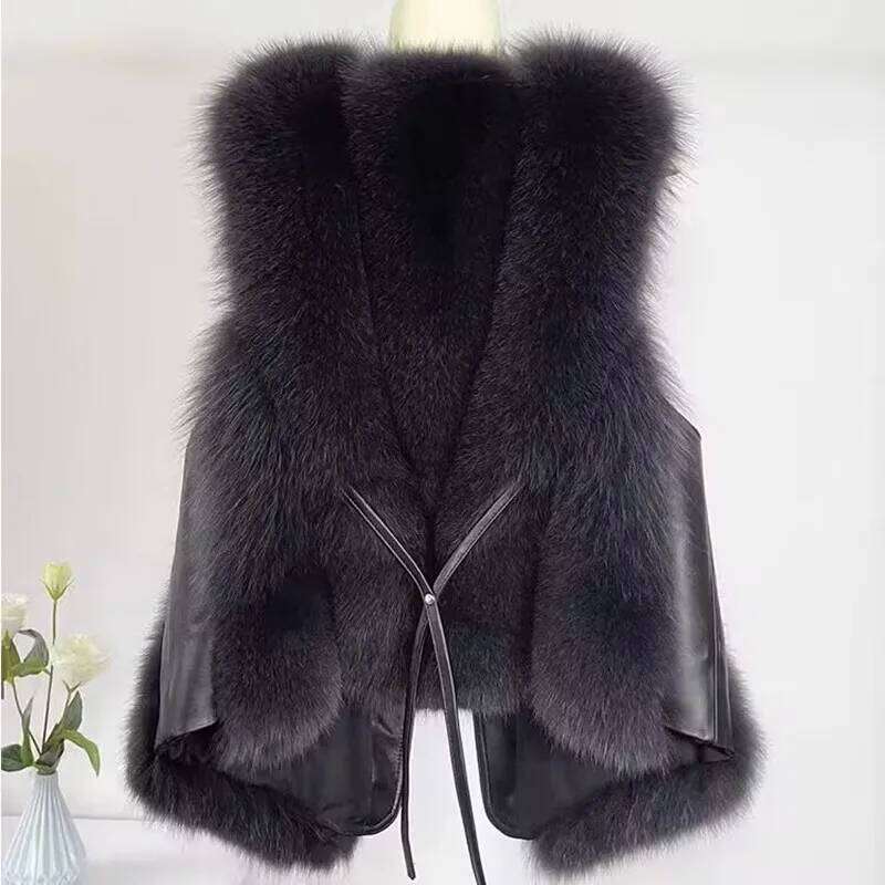 Women Loose Sleeveless Waistcoats Faux Plush Vests Female Autumn Winter Fashion Outwears Lady PU Leather Fur Vest New 2025