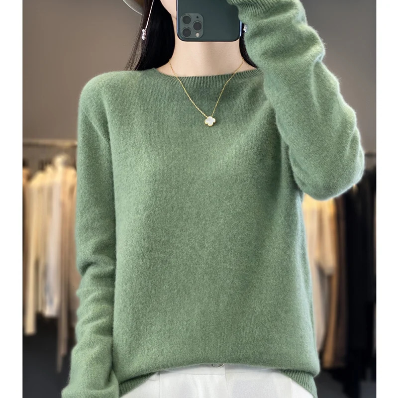Autumn Winter 100 Merino Wool Sweater Women First Line Seamless Halfhigh Collar Pullover Basis Casual Cashmere Knit Solid Tops 251016