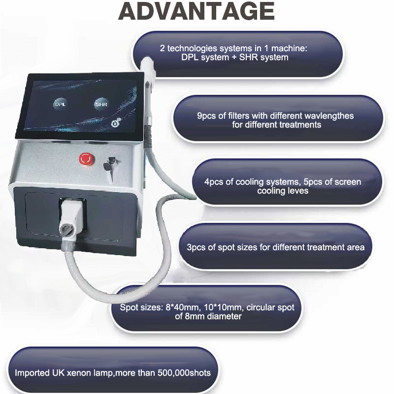 DPL elight hair removal opt beauty machine portable ipl breast lifting e light pigmentation treatment spa device 2 in 1