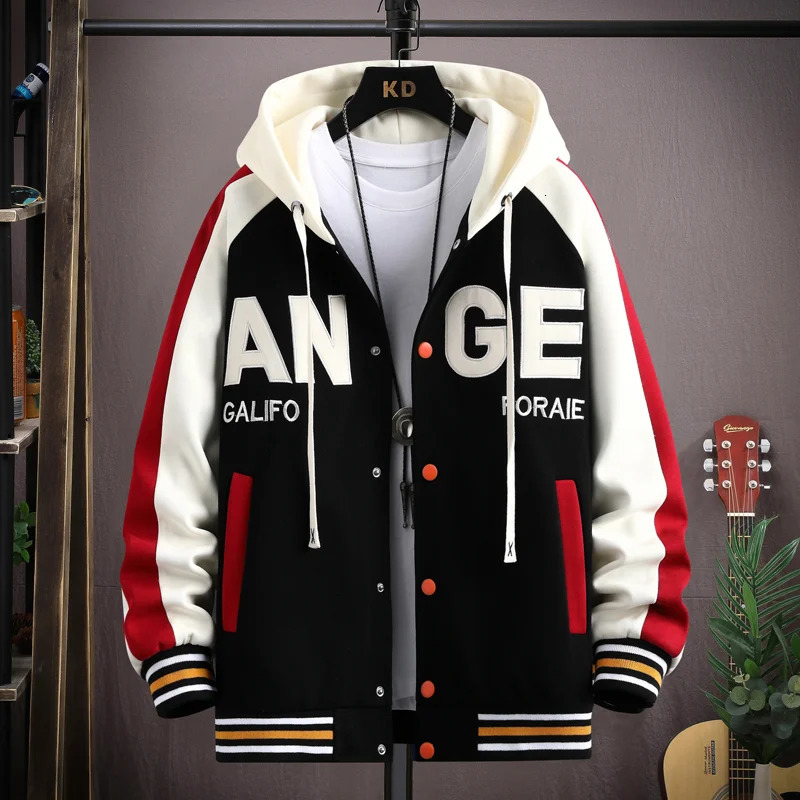 Korean Fashion Mens Jackets Spring Autumn Streetwear Print Coats Men Casual Trend Clothing Hooded Baseball 251028