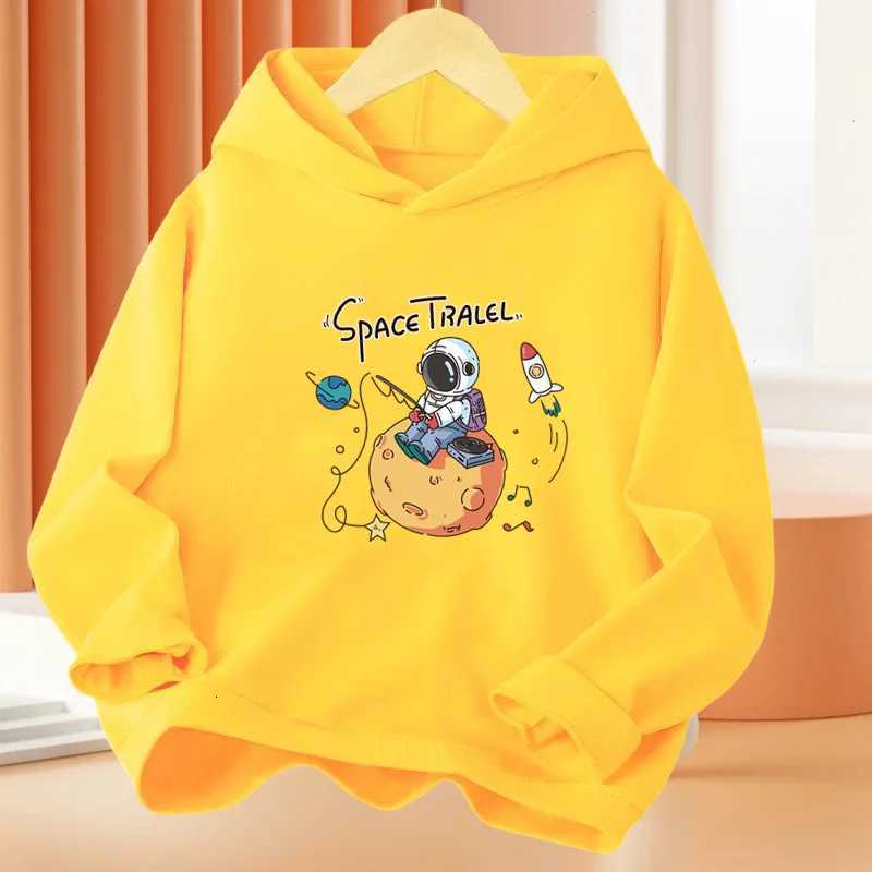 Boys 314Year Cartoon Space Astronaut Fishing The Moon Long Sleeve Hoodie Children Funny Tops Kids Cotton Basic CoatT251030