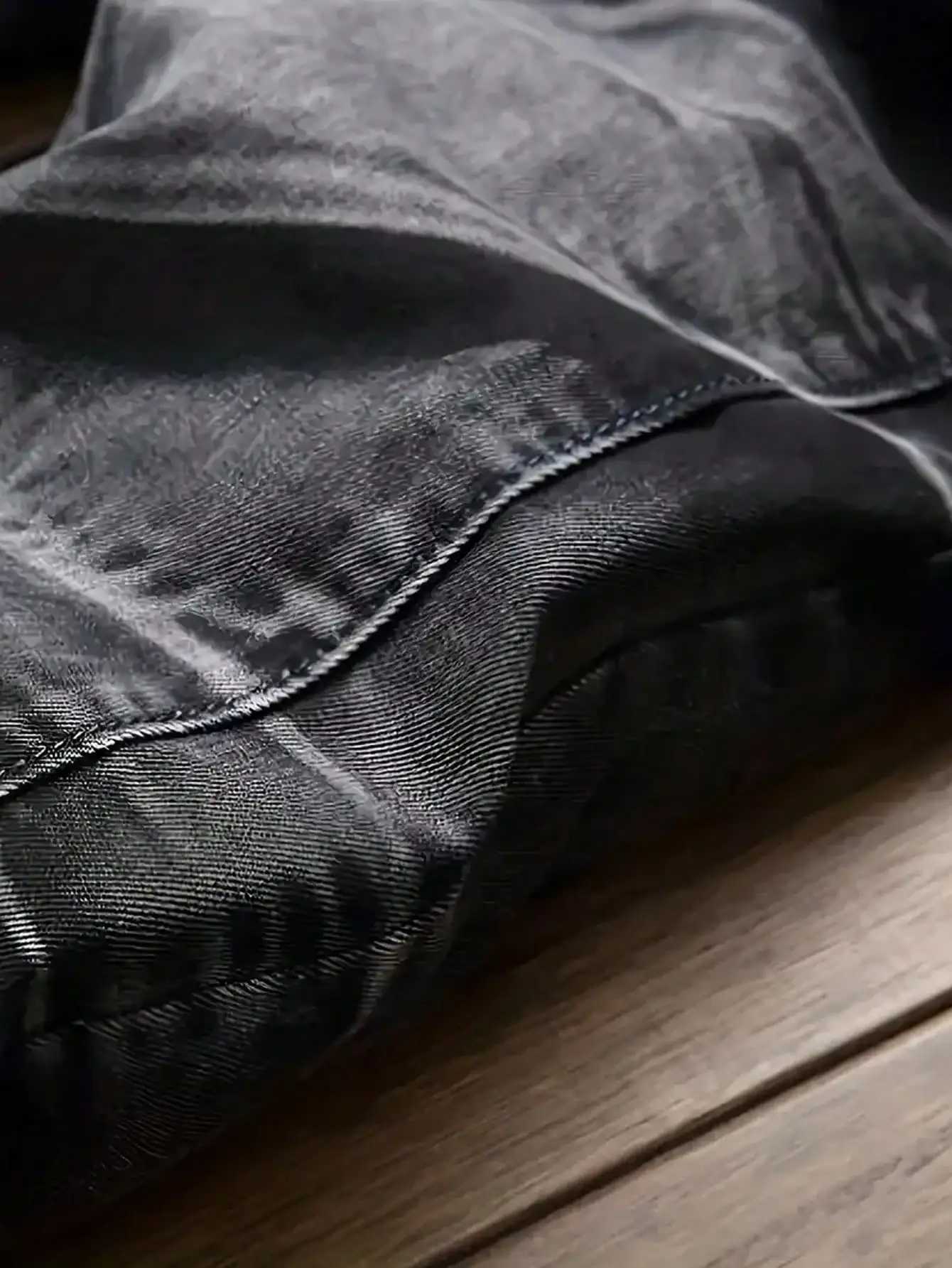 Mens Jeans Black And White Slim Fit Stretch Denim Pants Casual Mid Waist Spring Trousers J251030