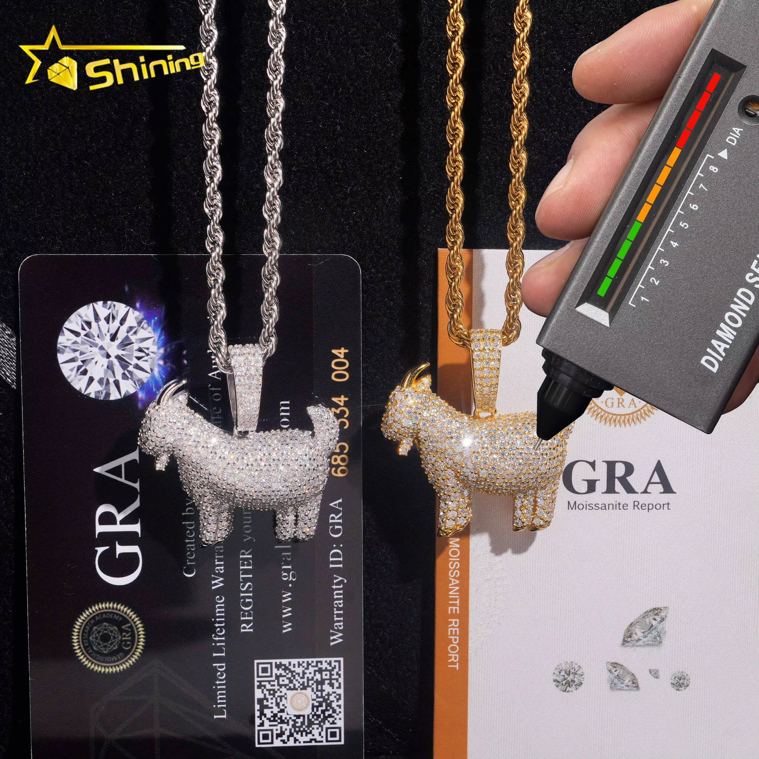No Tarrifs USA Warehouse Stocks GRA Certificate Solid 925 Sterling Silver Hip Hop Iced Out VVS MoissanitePendant Designer's style