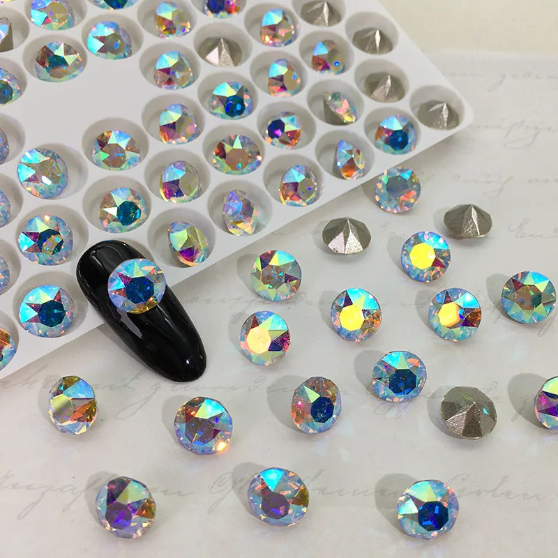 6MM16 Cut Rhinestones Round Pointed Back Crystal Glitter Glass Crystals For Nail Art Decorations Jewelry 251027