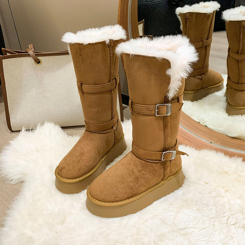 Women's snow boots winter new woolen boots with thick wool lining for warmth and outdoor wear, high rise thick soled cotton boots, designer shoes