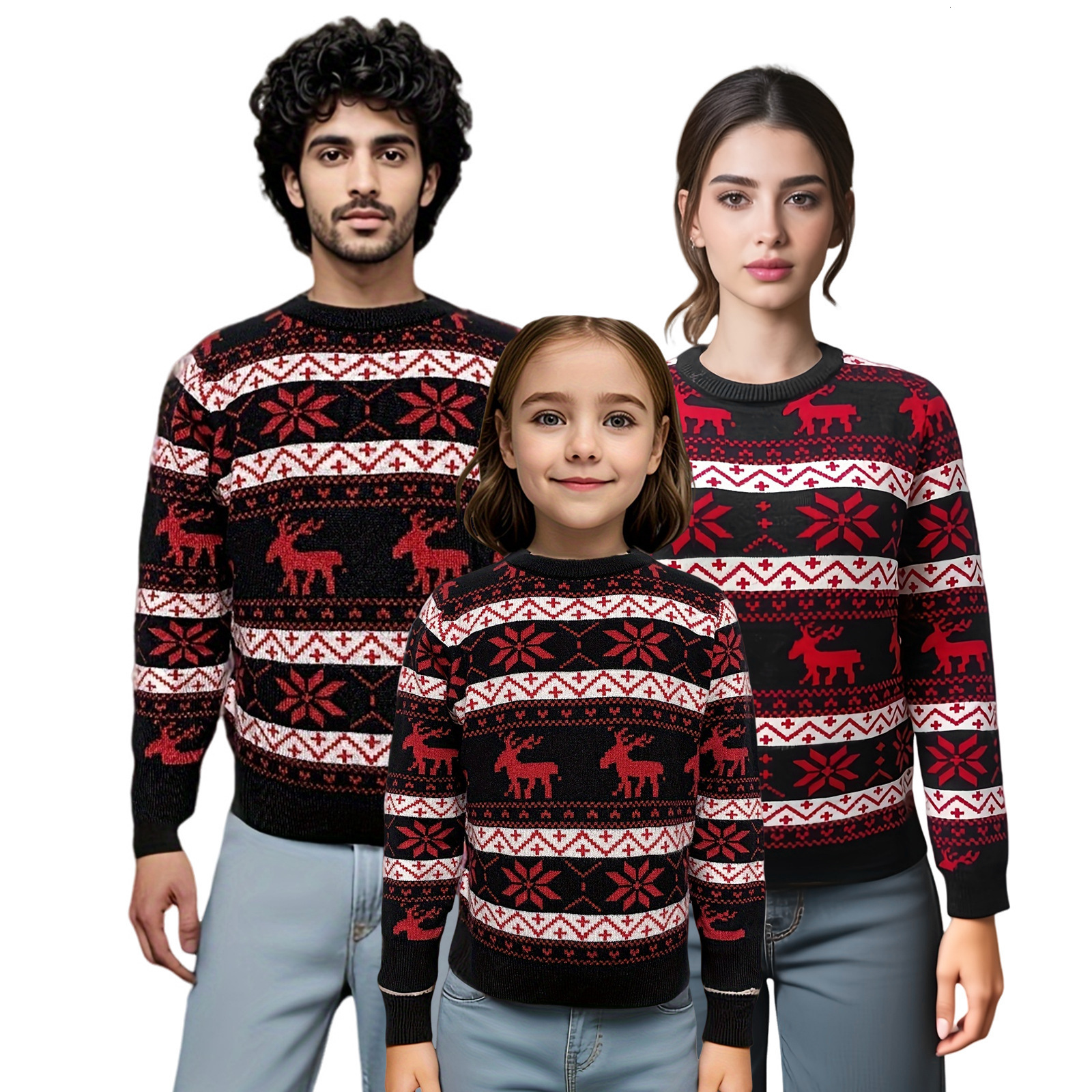 Xmas Pyjamas Family Mom and Daughter Matching Clothes Cotton Sweater Merry Christmas Print Matching Christmas Outfits for Family 241112