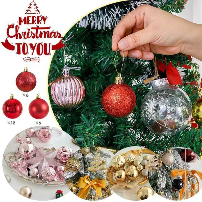24Pcs 3468CM Christmas Balls Hanging Christmas Tree Pendant Ornaments for Party Decor New Year Navidad Gifts 2026 Accessories C251030