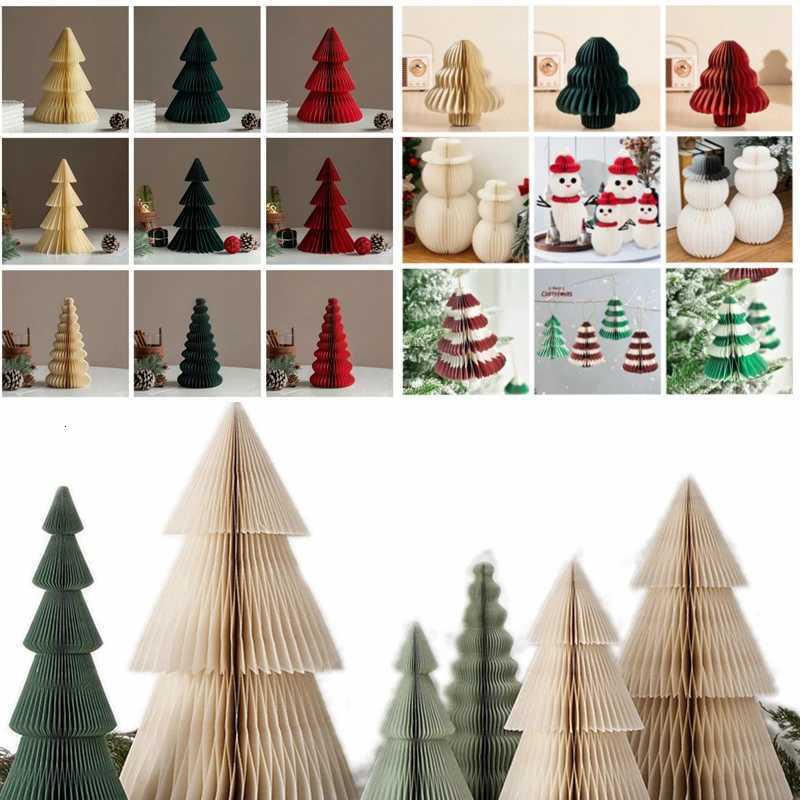 Paper Christmas Tree Ornaments 3D Honeycomb Christmas Tree Decorations Folded Paper 2026 Xmas New Year Desktop Arrangement Decor C251030