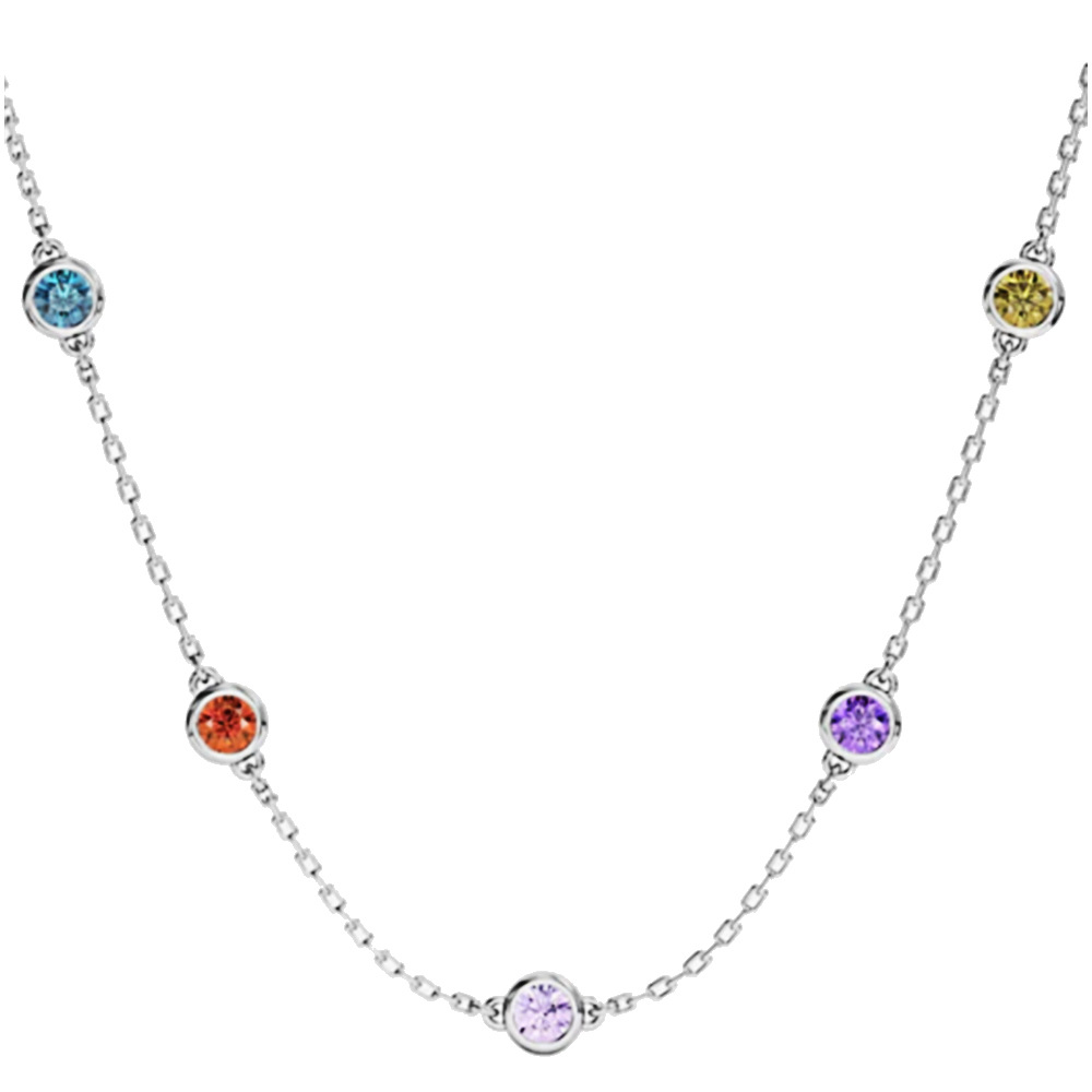 Designer necklace luxury necklace Colorful gemstone simple collarbone chain natural stone fashionable personalized necklace for women diamond necklace