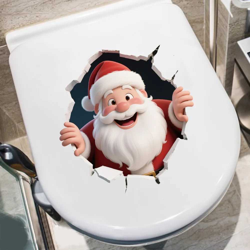 3D Santa Claus BreakThrough Wall Decal PVC Removable Christmas Wall Window Sticker Home Christmas Decoration Gift New Year 2025 C251030