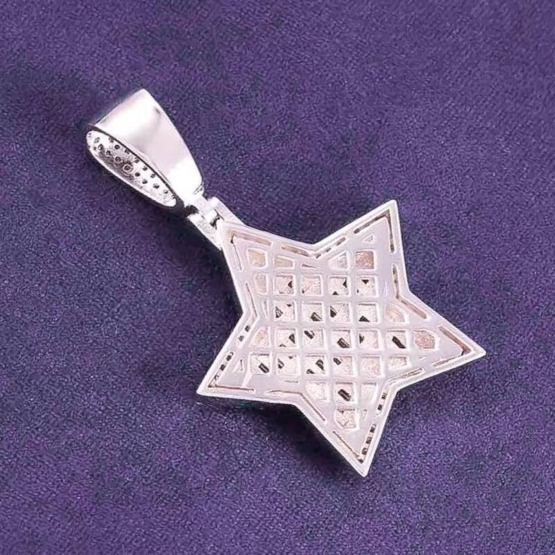 Factory Direct Hip Hop GRA Bling VVS D Color Moissanite 925 Sterling Silver Pass Diamond Tester Baguette Star Pendant for Men