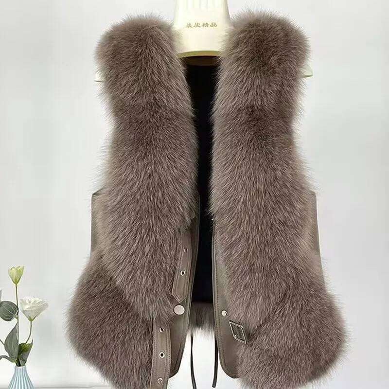 Women Loose Sleeveless Waistcoats Faux Plush Vests Female Autumn Winter Fashion Outwears Lady PU Leather Fur Vest New 2025
