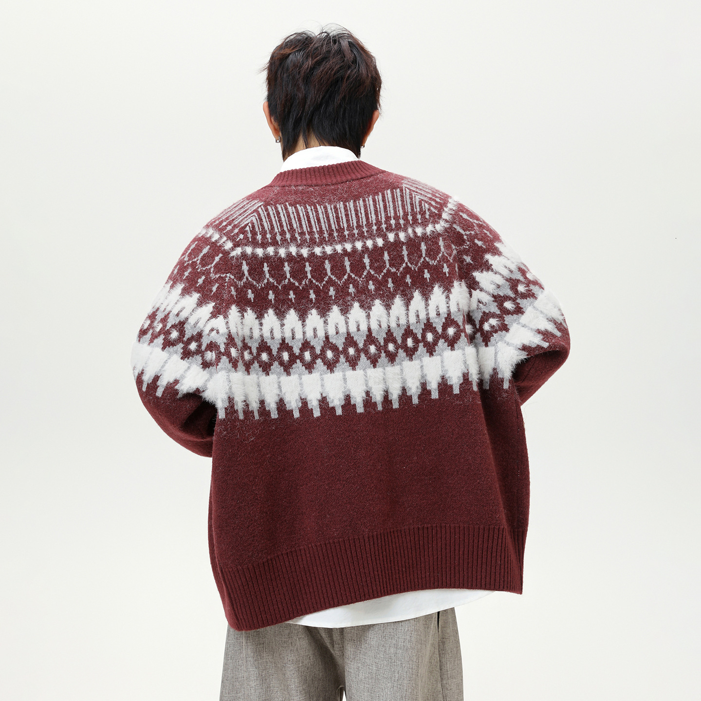 Textured Designer Sweater Fair Isle Cardigan Sweater For Men And Women Autumn And Winter Faux Mink Ethnic Style Soft Knitted Couple's Coat