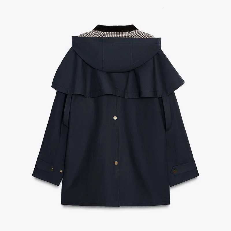 Chic Autumn Womens Removable Hooded Coat Loose Long Jackets Pockets Zipper Outwear 2025 New Female Casual Waterproof Streetwear H251030