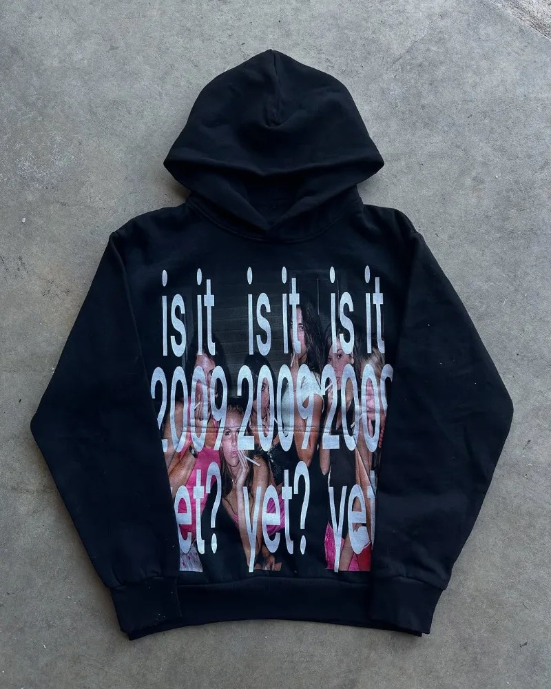 Y2k streetwear trend letter cartoon pattern print oversized hoodie womens fashionable Harajuku loose and versatile hoodie 251030