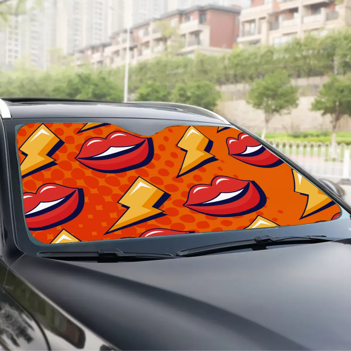 137cm Windshield Sun Shade, Custom Car Sunshade with UV Protection, Foldable Heat Shield for Dashboard and Interior Protection