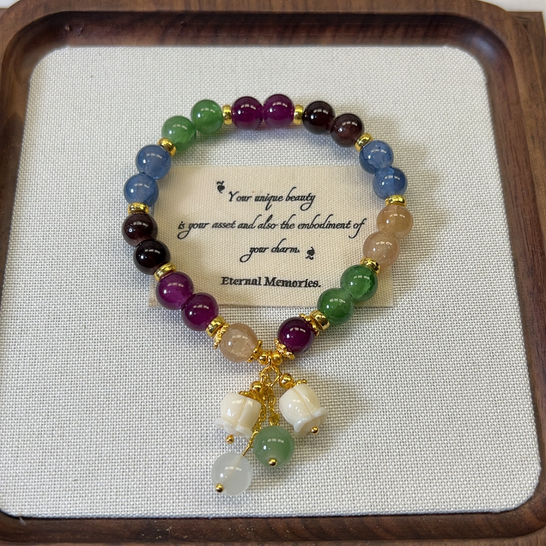 New Artificial Colored Tourmaline Ins Niche Lily of the Valley Pendant Crystal Bracelet Gift for Girlfriend or Best Friend ddmynov