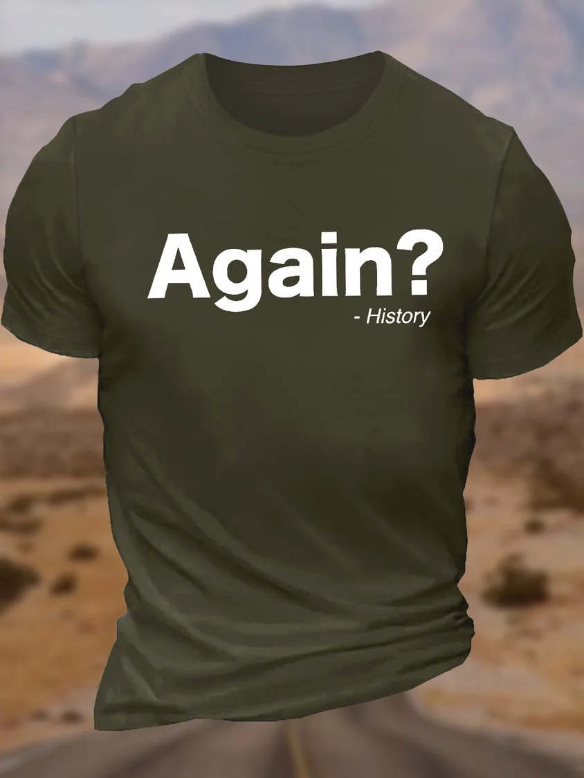 European & American Oversized Men's Vintage Funny Graphic Cotton Letter Print Casual Crew Neck T-Shirt - TT7377