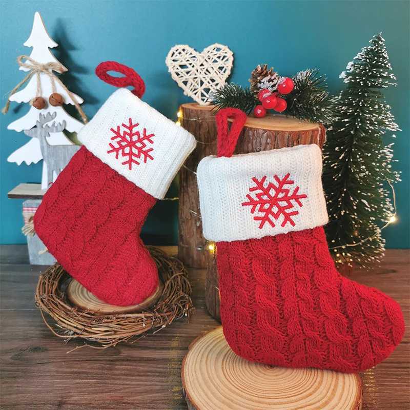 Christmas Boots Letters Christmas Stocking New Knitting Christmas Tree Pendant Decorations SnowflakeChristmas Socks C251030