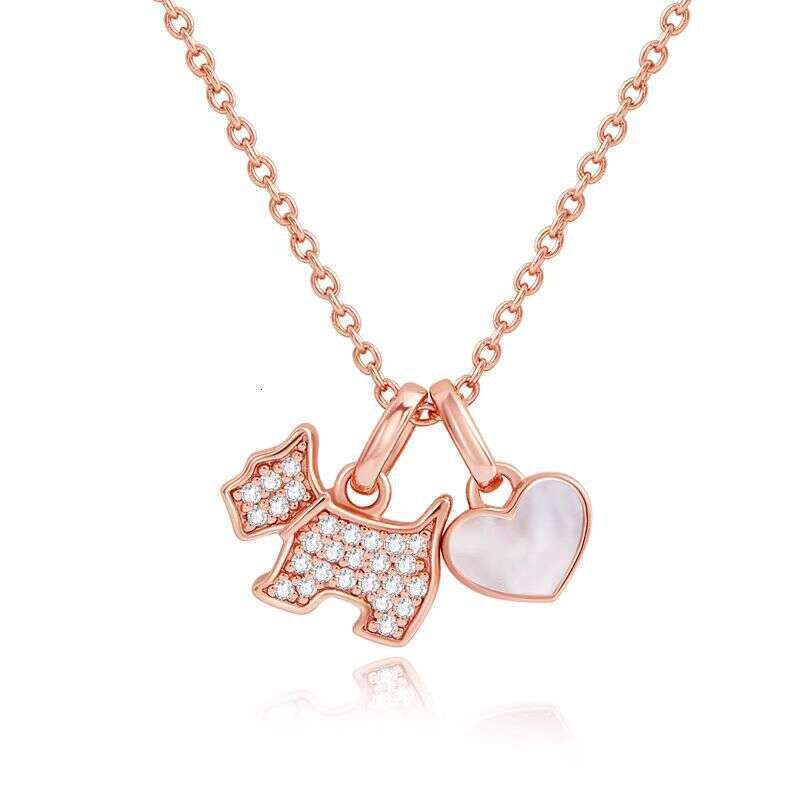 Full Dia Necklace for Women Cartoon Puppy Pendant with Inlaid Dias High-End Light Niche Heart Collarbone Chain