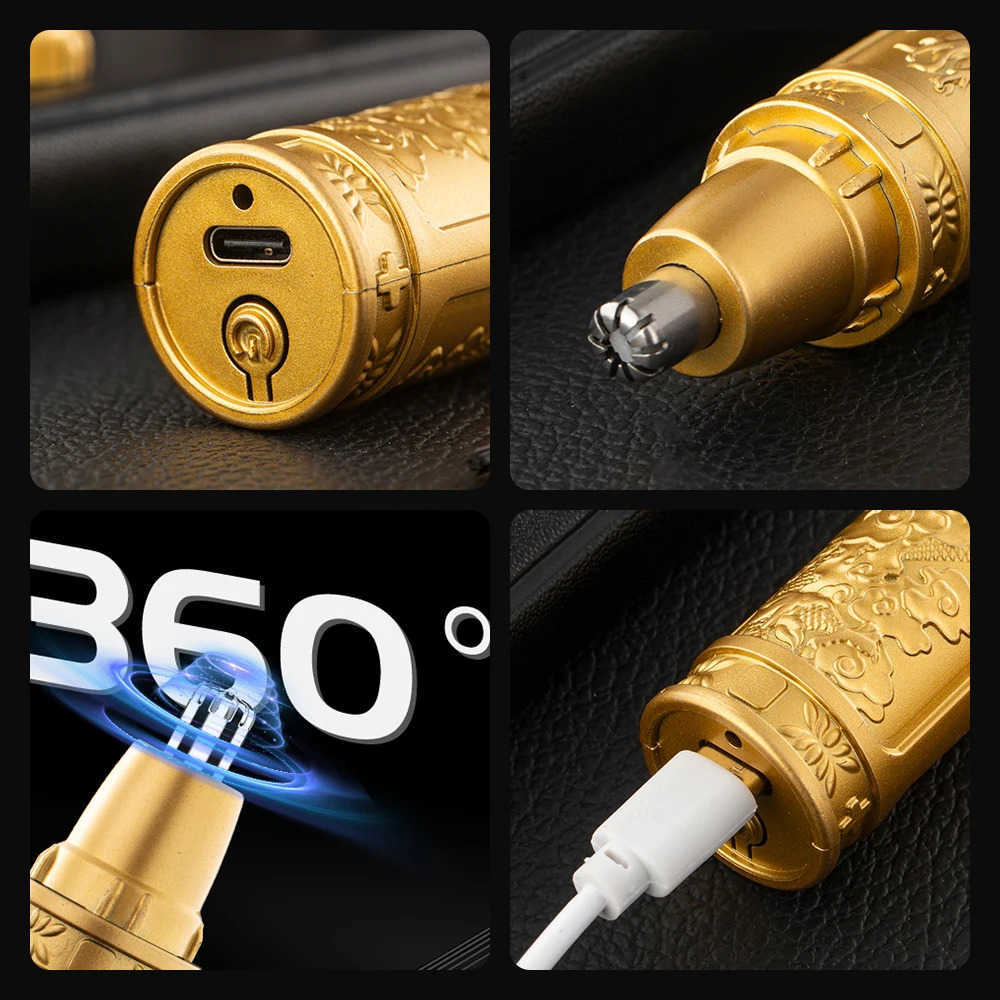 Mens Electric Ear and Nose Hair Trimmer 360 Rotating DualBlade Electric Shaver Professional Ear Nose Hair Clipper Facial Hair Z251030