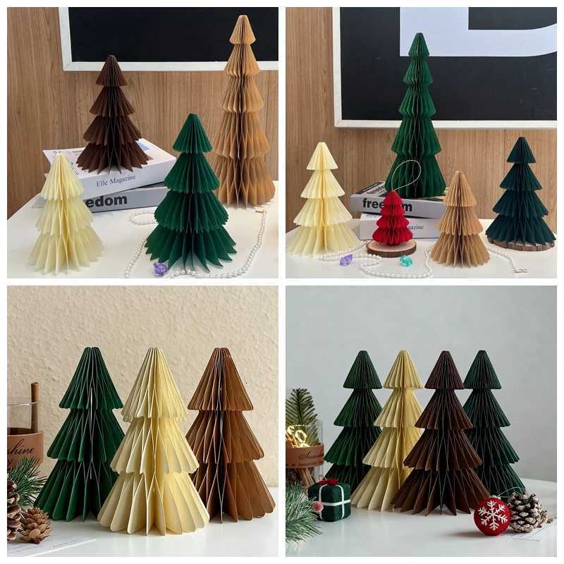 Paper Christmas Tree Ornaments 3D Honeycomb Christmas Tree Decorations Folded Paper 2026 Xmas New Year Desktop Arrangement Decor C251030