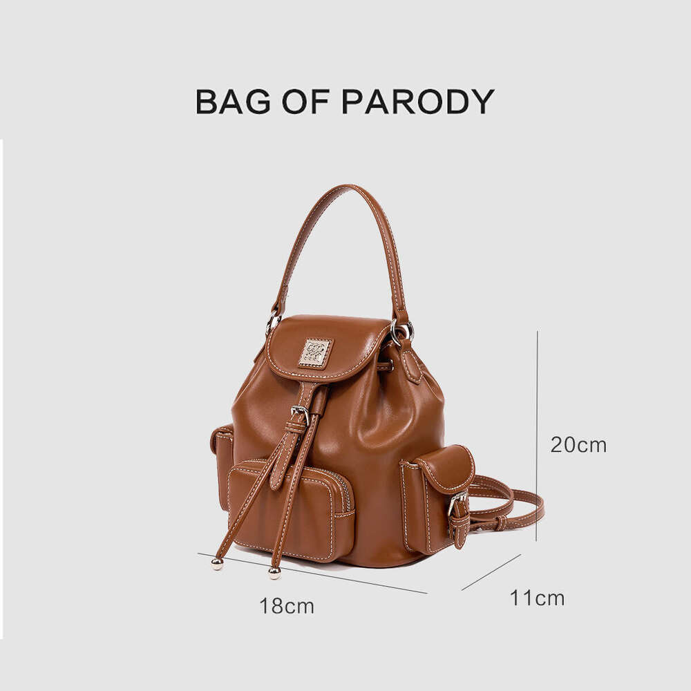 Genuine Leather Large Capacity High-end Feel Handheld Travel Backpack School Bag High Appearance