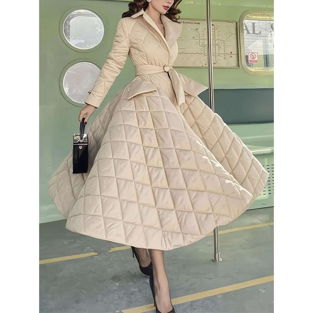 Women S Elegant Long Sleeve Coat Dress A Line Silhouette With Belt Detail Flared Hem Solid Black Non Stretch Fabric Hand Wash Only Latin Inspired